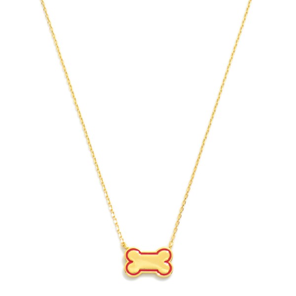 Dainty Gold Dipped Chain Link Necklace Featuring Dog Bone Pendant

- Gold Dipped
- Made in Korea
- Approximately 16" L
- Extender 1" L