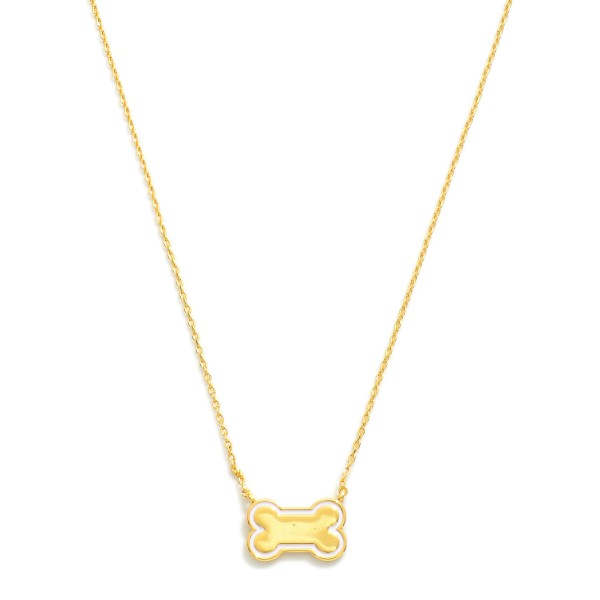 Wholesale dainty Gold Dipped Chain Link Necklace Dog Bone Pendant Gold Dipped Ma