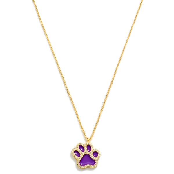 Wholesale dainty Gold Dipped Chain Link Necklace Cubic Zirconia Studded Paw Prin