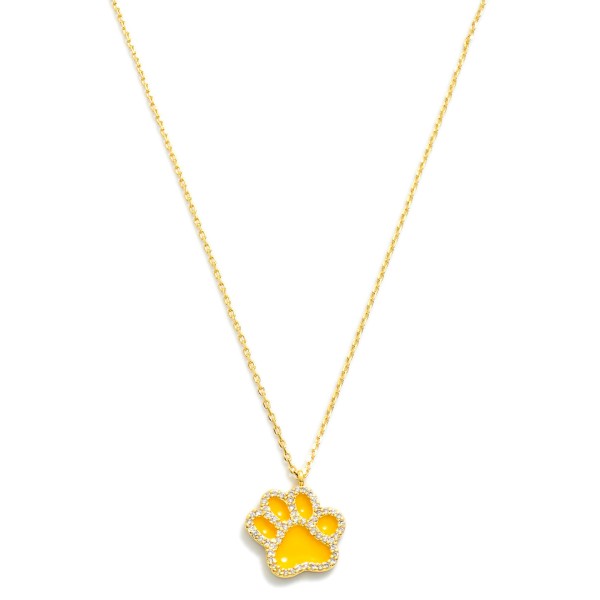 Wholesale dainty Gold Dipped Chain Link Necklace Cubic Zirconia Studded Paw Prin