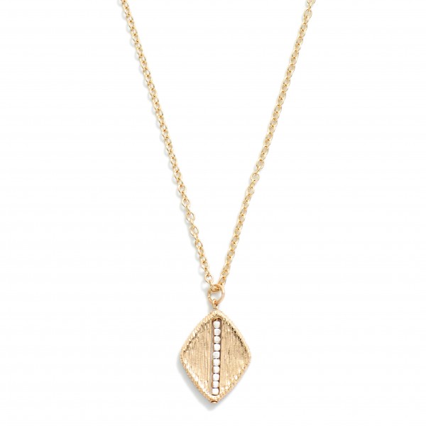 Wholesale chain Link Necklace Brushed Metal Diamond Pendant Bead Detail L Extend