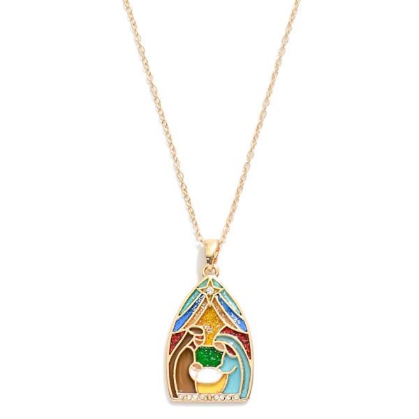 Wholesale chain Link Necklace Glitter Resin Christmas Scene Pendant L Extender L