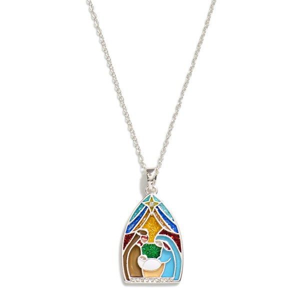 Wholesale chain Link Necklace Glitter Resin Christmas Scene Pendant L Extender L