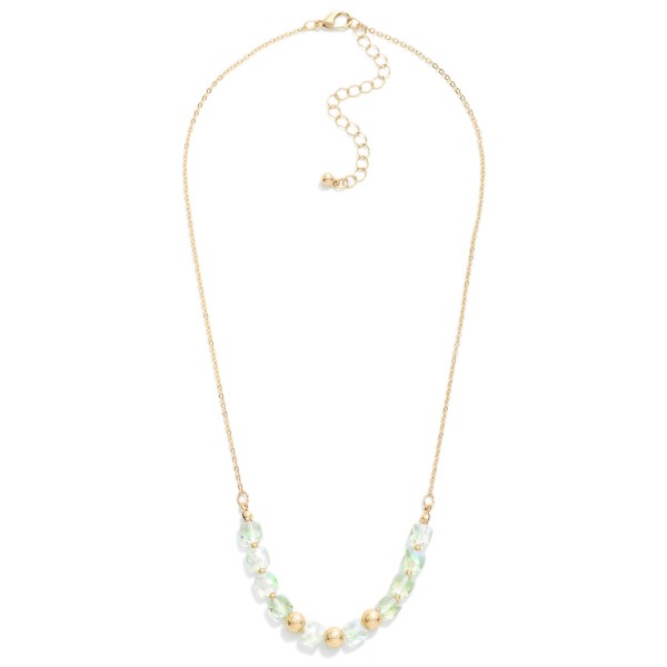 Wholesale dainty Chain Link Necklace Gold Tones Glass Crystal Beads L Extender L