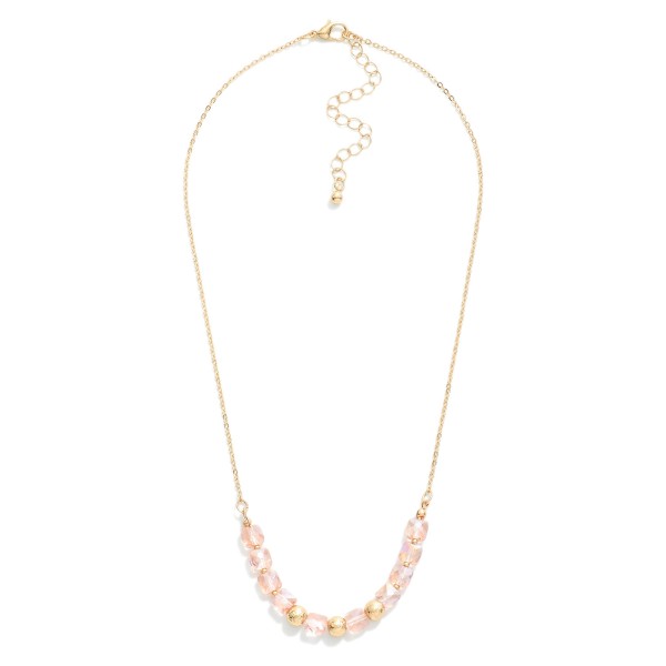 Wholesale dainty Chain Link Necklace Gold Tones Glass Crystal Beads L Extender L