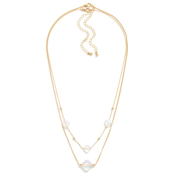 Wholesale set Two Chain Link Necklaces Glass Crystal Clover Stations L Extender