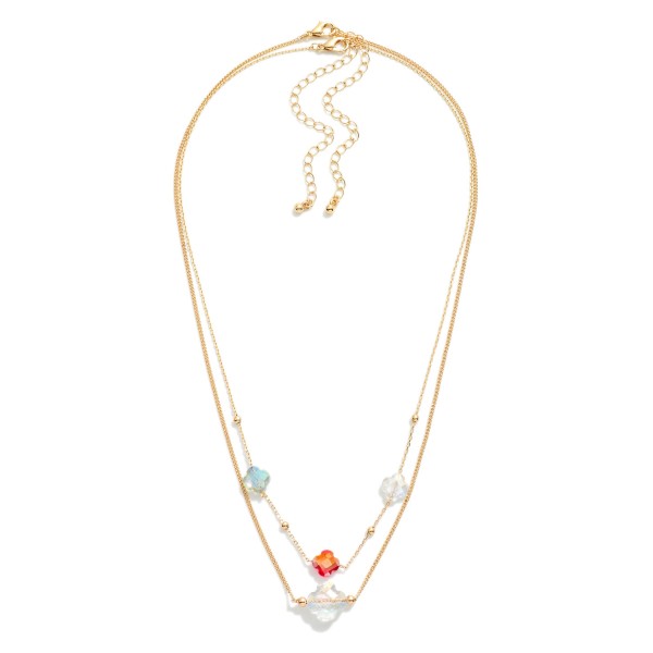 Wholesale set Two Chain Link Necklaces Glass Crystal Clover Stations L Extender
