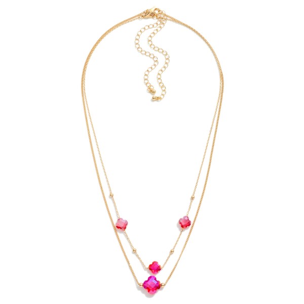 Wholesale set Two Chain Link Necklaces Glass Crystal Clover Stations L Extender