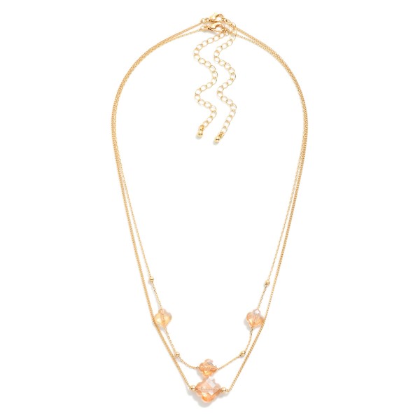 Wholesale set Two Chain Link Necklaces Glass Crystal Clover Stations L Extender