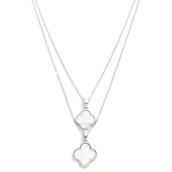 Wholesale dainty Layered Chain Link Necklace Pearlescent Clover Pendants L Exten