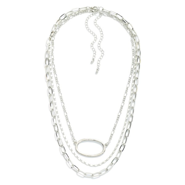 Wholesale set Two Chain Link Necklaces Layered Chain Link Necklace Metal Oval Pe