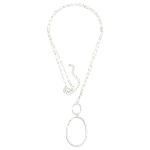 Wholesale long Chain Link Necklace Linked Metal Oval Pendant L Extender L