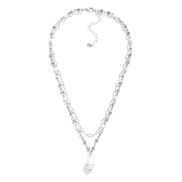 Wholesale layered Chain Link Necklace Glass Crystal Faceted Bead Stations Pearl