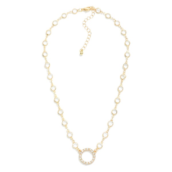 Wholesale linked Glass Crystal Stations Necklace Rhinestone Circle Pendant L Ext