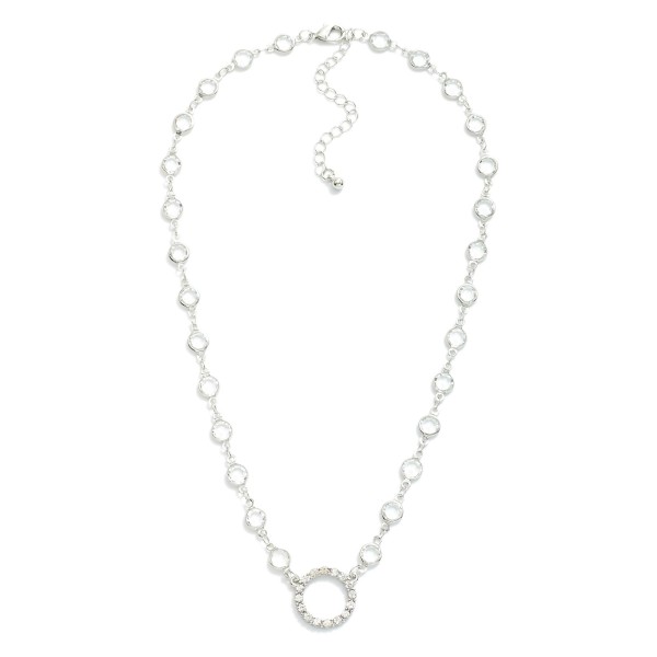 Wholesale linked Glass Crystal Stations Necklace Rhinestone Circle Pendant L Ext