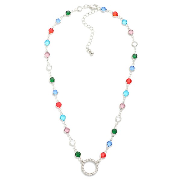 Wholesale linked Glass Crystal Stations Necklace Rhinestone Circle Pendant L Ext