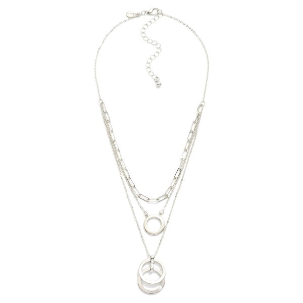 Wholesale chain Link Necklace Metal Circle Pendants L Extender L