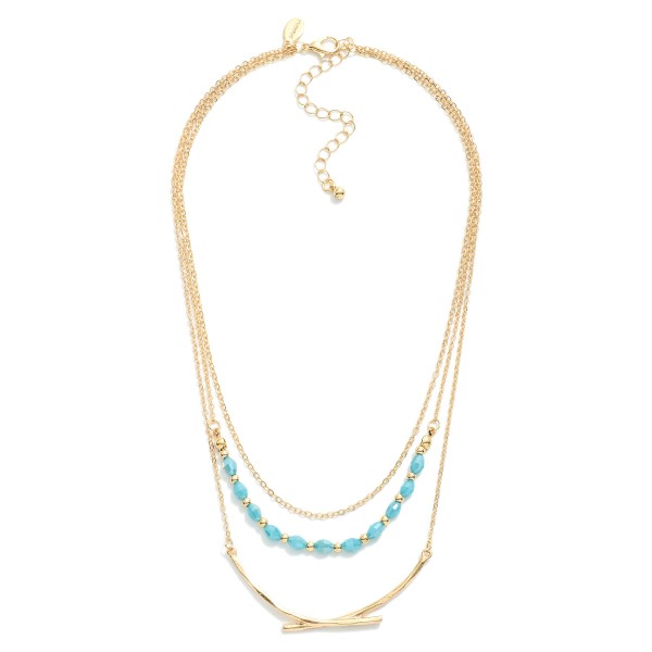 Wholesale layered Chain Link Necklace Hammered Metal Arch Faceted Bead Details L