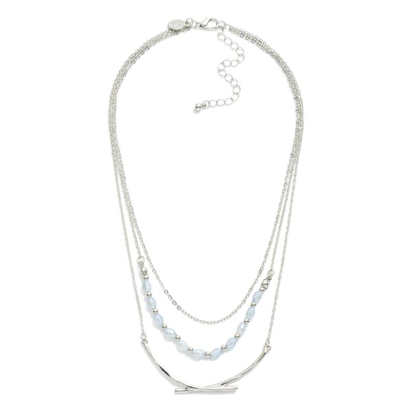 Wholesale layered Chain Link Necklace Hammered Metal Arch Faceted Bead Details L