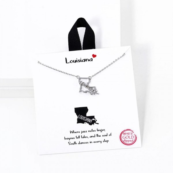 Wholesale dainty Chain Link Necklace Louisiana State Pendant L Extender L Hypoal
