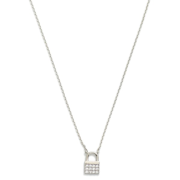 Wholesale dainty Gold Dipped Chain Link Necklace Cubic Zirconia Lock Pendant Gol