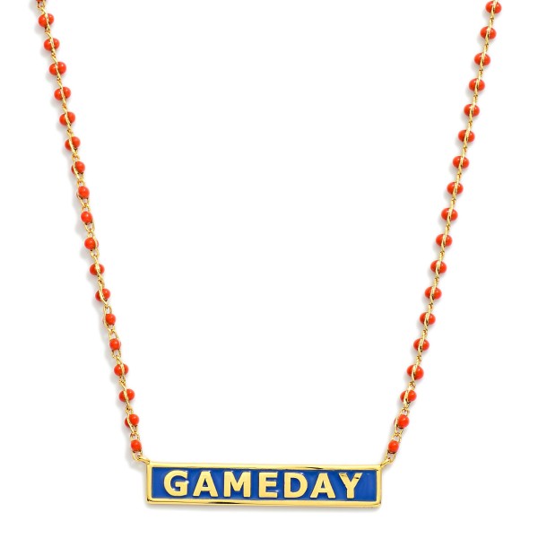 Wholesale gold Dipped Chain Link Necklace Beaded Stations GAMEDAY Bar Pendant Go