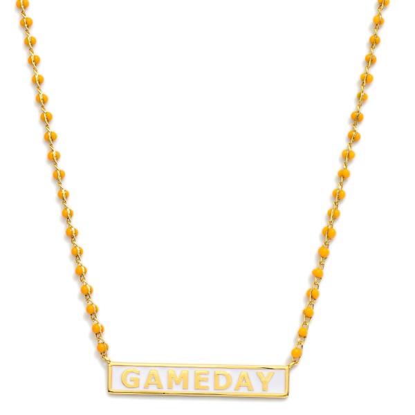 Wholesale gold Dipped Chain Link Necklace Beaded Stations GAMEDAY Bar Pendant Go
