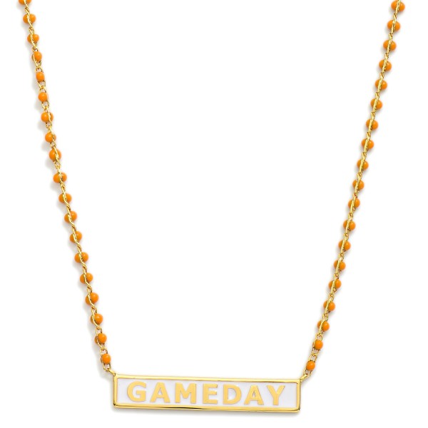 Wholesale gold Dipped Chain Link Necklace Beaded Stations GAMEDAY Bar Pendant Go