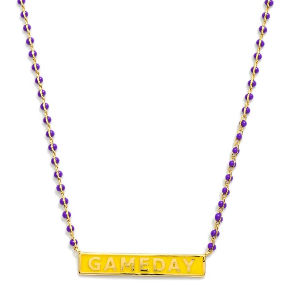 Wholesale gold Dipped Chain Link Necklace Beaded Stations GAMEDAY Bar Pendant Go