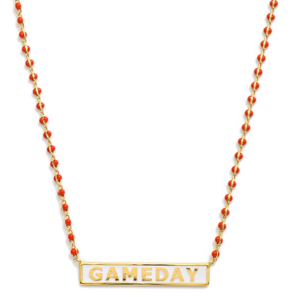 Wholesale gold Dipped Chain Link Necklace Beaded Stations GAMEDAY Bar Pendant Go