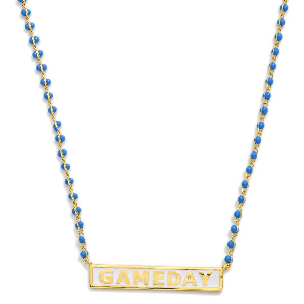 Wholesale gold Dipped Chain Link Necklace Beaded Stations GAMEDAY Bar Pendant Go