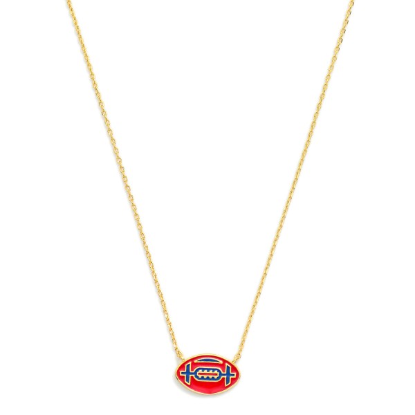Wholesale gold Dipped Chain Link Game Day Necklace Enamel Football Pendant Gold