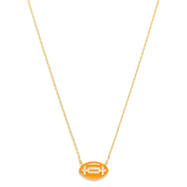 Wholesale gold Dipped Chain Link Game Day Necklace Enamel Football Pendant Gold