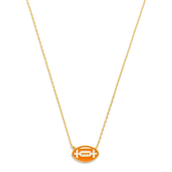 Wholesale gold Dipped Chain Link Game Day Necklace Enamel Football Pendant Gold