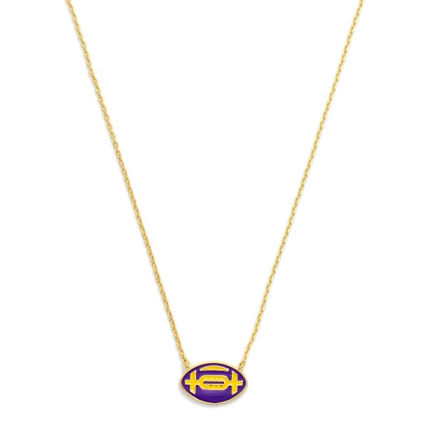 Wholesale gold Dipped Chain Link Game Day Necklace Enamel Football Pendant Gold