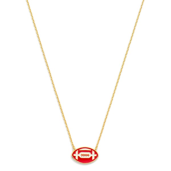 Wholesale gold Dipped Chain Link Game Day Necklace Enamel Football Pendant Gold
