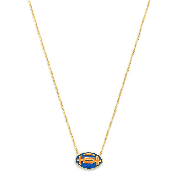 Wholesale gold Dipped Chain Link Game Day Necklace Enamel Football Pendant Gold
