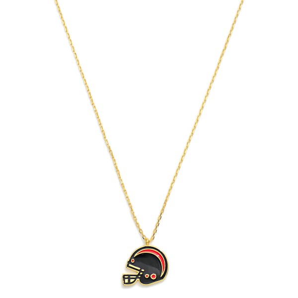 Wholesale gold Dipped Chain Link Game Day Necklace Enamel Football Helmet Pendan