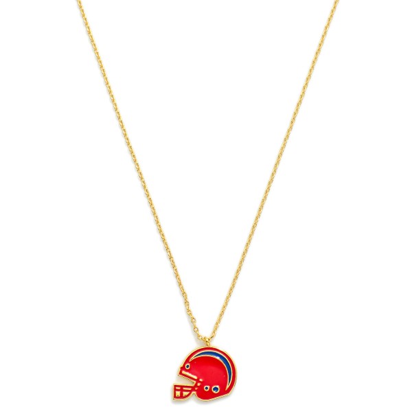 Wholesale gold Dipped Chain Link Game Day Necklace Enamel Football Helmet Pendan