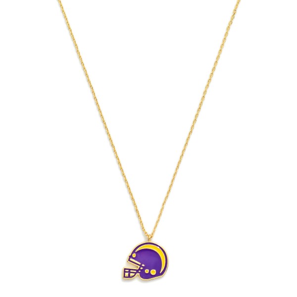 Wholesale gold Dipped Chain Link Game Day Necklace Enamel Football Helmet Pendan