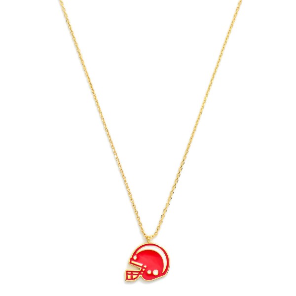 Wholesale gold Dipped Chain Link Game Day Necklace Enamel Football Helmet Pendan