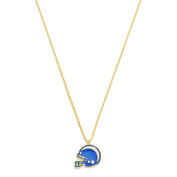 Wholesale gold Dipped Chain Link Game Day Necklace Enamel Football Helmet Pendan