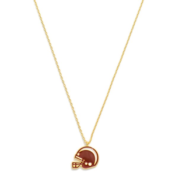 Wholesale gold Dipped Chain Link Game Day Necklace Enamel Football Helmet Pendan