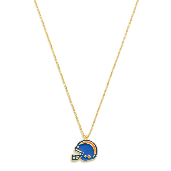 Wholesale gold Dipped Chain Link Game Day Necklace Enamel Football Helmet Pendan
