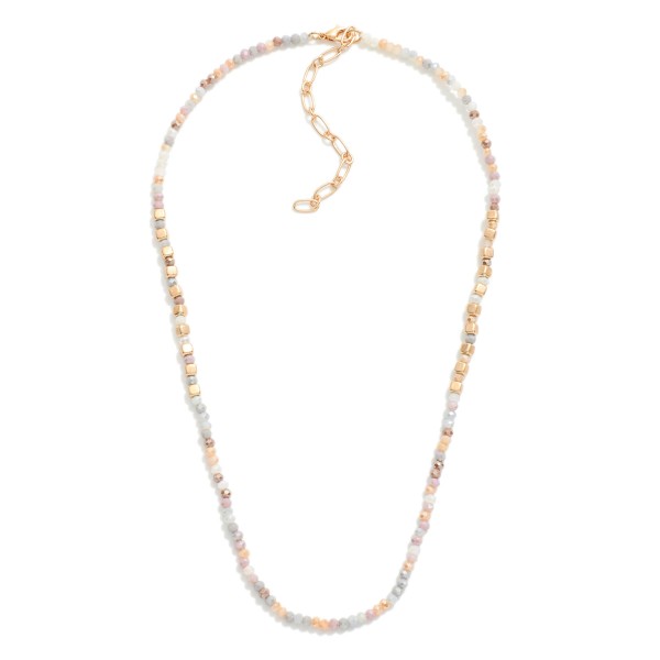 Wholesale beaded Necklace Faceted Beads Gold Square Beads L