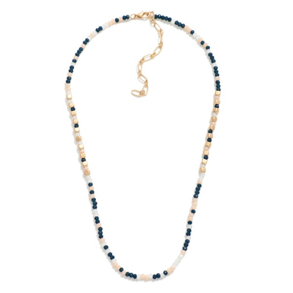 Wholesale beaded Necklace Faceted Beads Gold Square Beads L