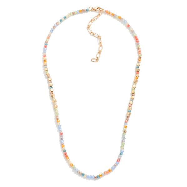 Wholesale beaded Necklace Faceted Beads Gold Square Beads L