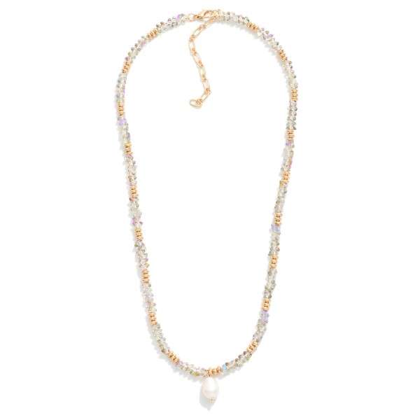 Wholesale beaded Necklace Diamond Beads Gold Tones Pearl Pendant