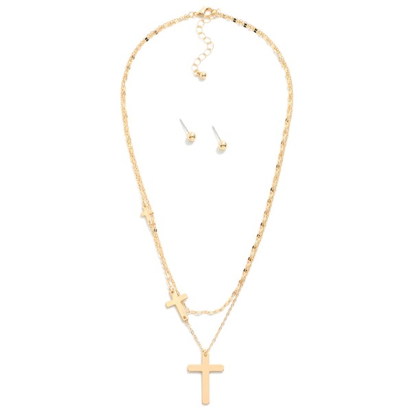 Wholesale metal Chain Link Necklace Cross Stations Cross Pendant Included Metal