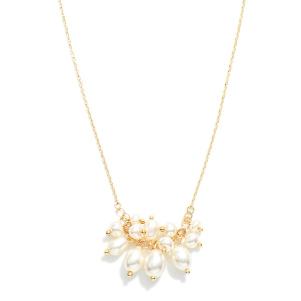 Wholesale dainty Chain Link Necklace Linked Pearl Cluster Detail L Extender L